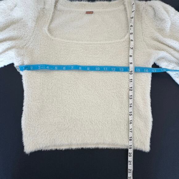 Free People Moonbeam Pullover Sweater Fuzzy 3/4 sleeve M Balletgrunge Softgirl - Picture 8 of 10